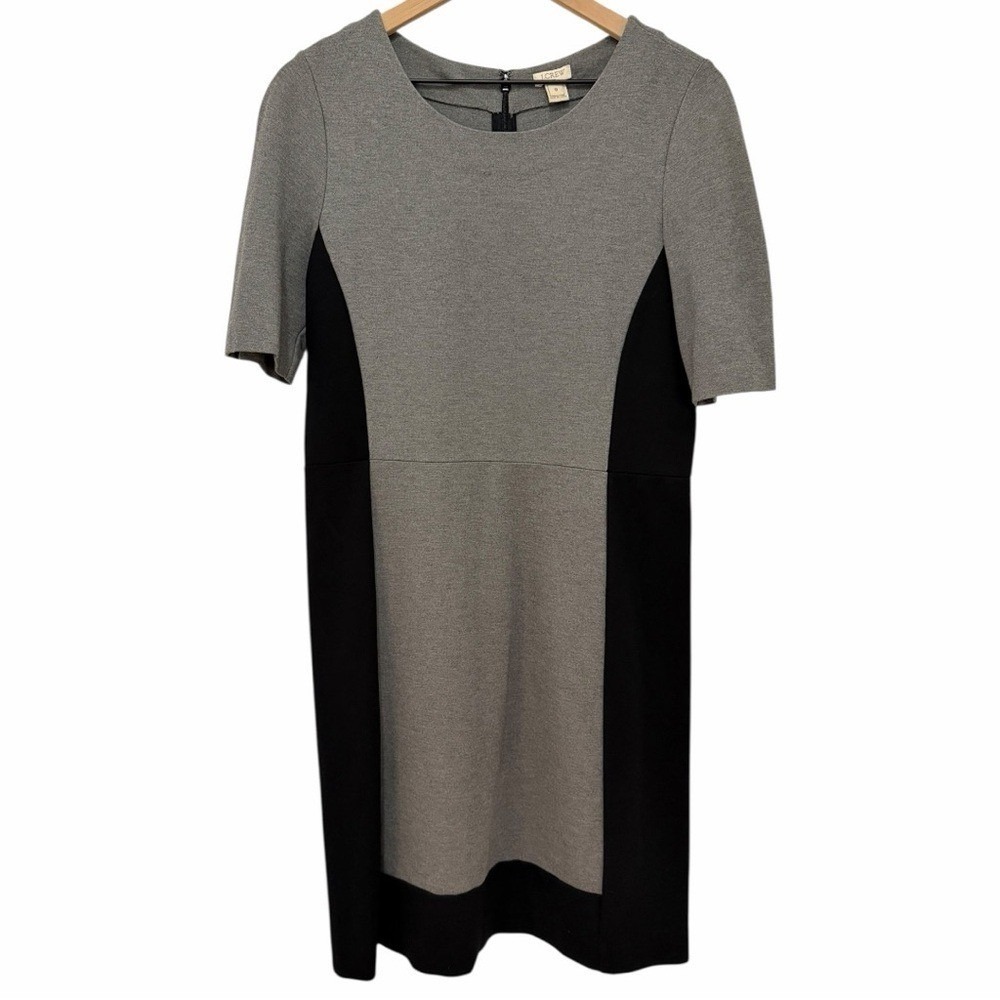 J. Crew Minimalist Gray Black Colorblock Tailored Ponte Dress 8 Modern Workwear - Picture 2 of 7